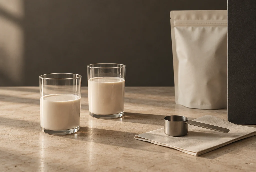 Tasting glasses and a plain packaging concept