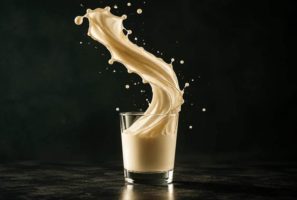 Illustrative shake sculpture with a dynamic splash and warm highlights